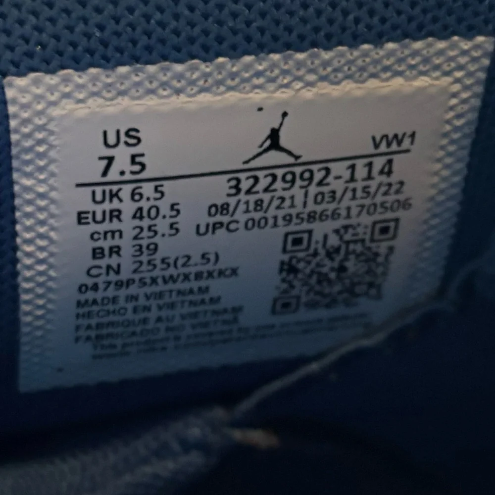 Jordan‎ 6 Rings University Blue White Sneakers 322992-114 Mens Size 7.5